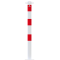 Barrier posts | Steel tube  60 x 2,5 mm | stationary | to be fixed by plugs | hot-dip galvanized and white coated withthree red reflecting stripes | with 2 eyelets
